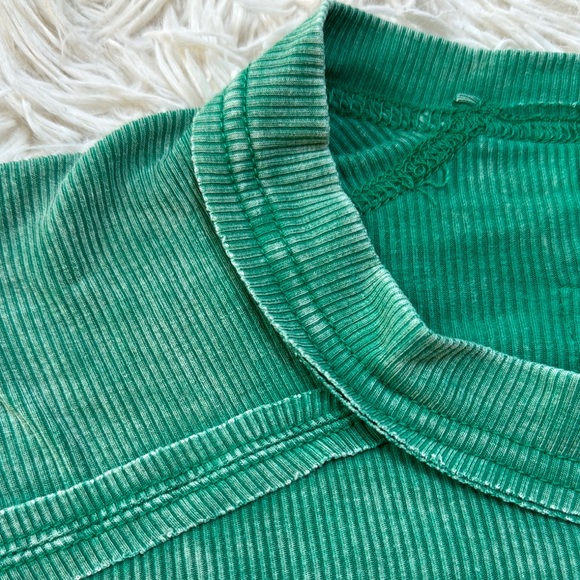 ๐HP๐ Zenana Ribbed Garment Washed Top ๐ Kelly Green - Picture 5 of 12